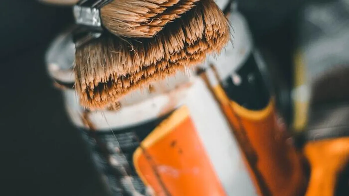 Paint brush used for exterior brick walls