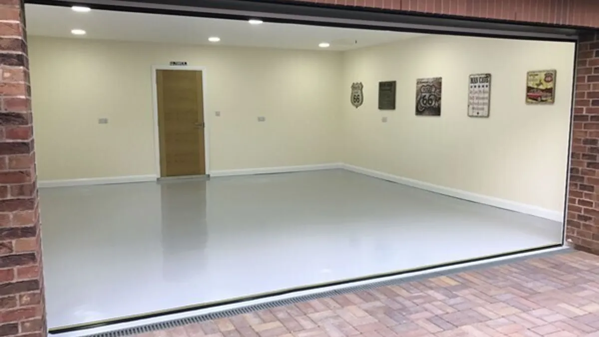 Painted garage floor using coating