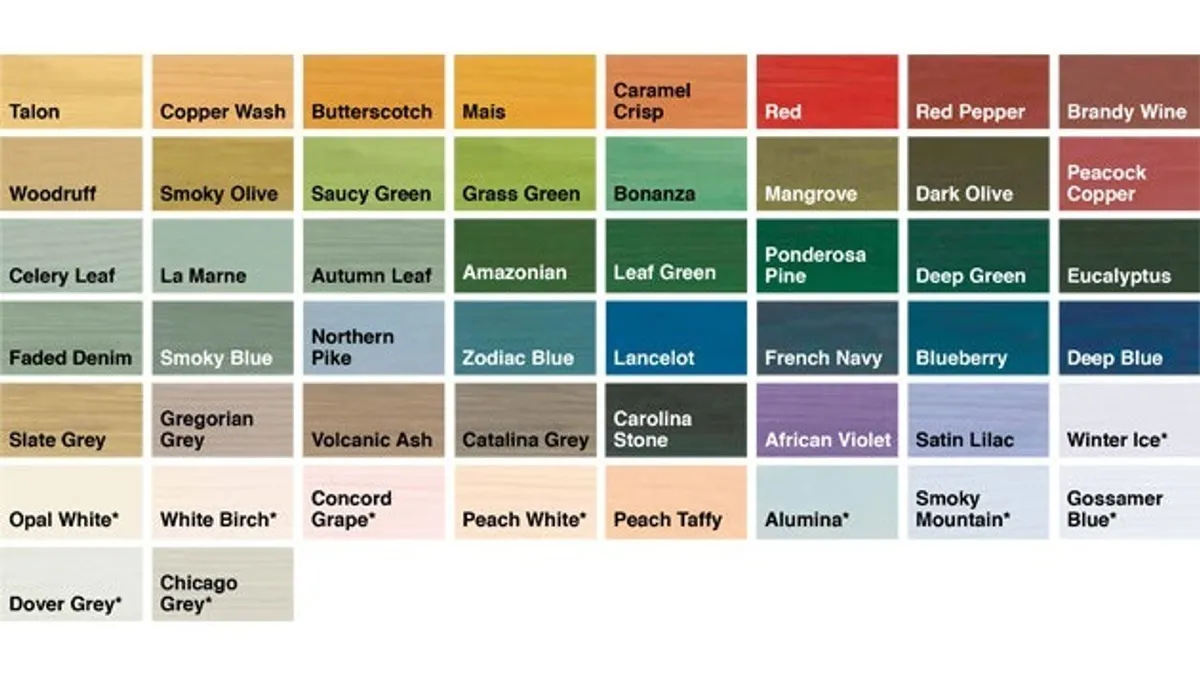 Sadolin tinted shades colour swatches