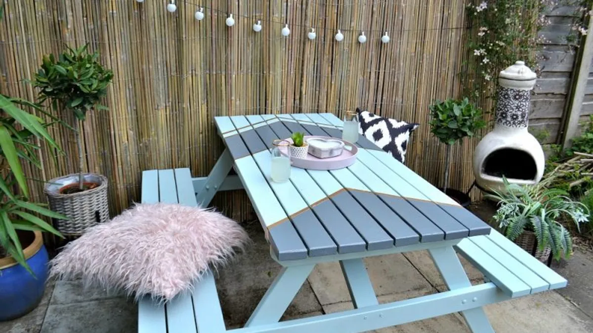 Stained wood garden furniture