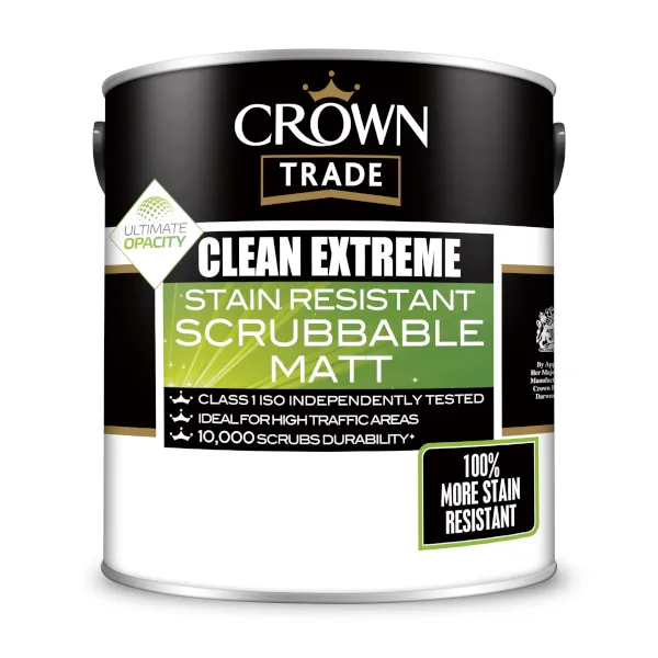 Crown Trade Clean Extreme Stain Resistant Scrubbable Matt 2 5 L 600
