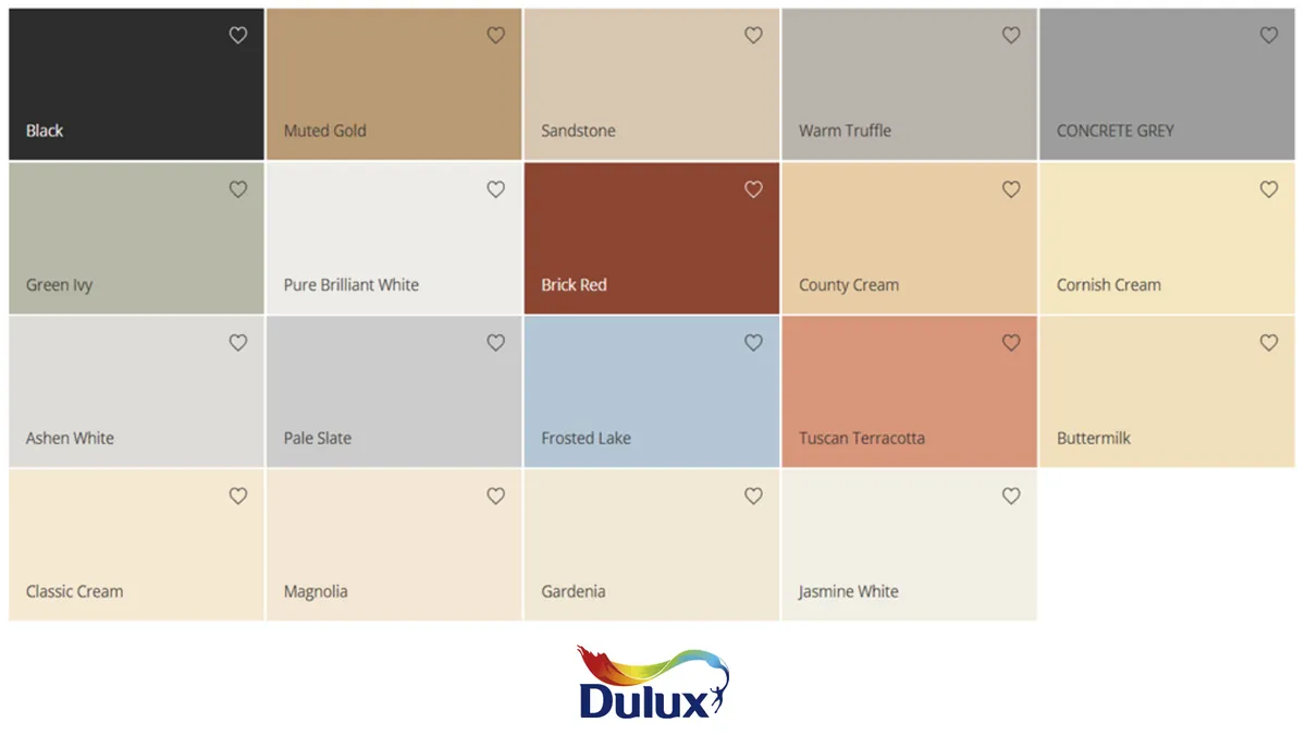 Dulux Weathershield Masonry Paint Colour Chart