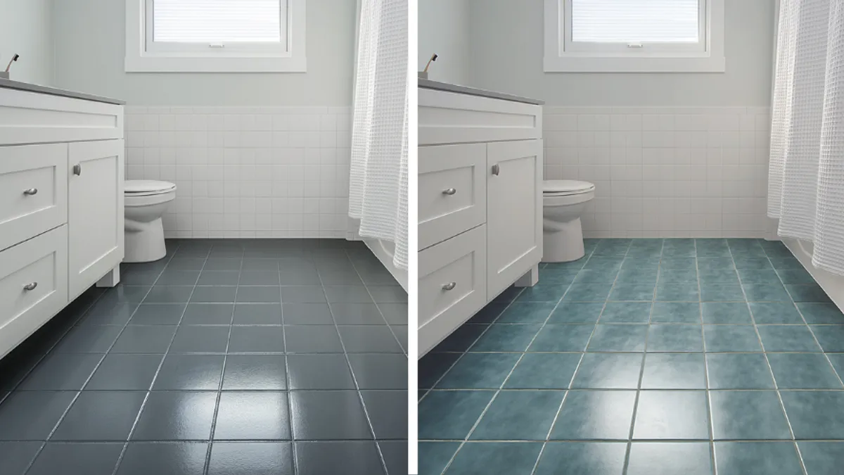 Painted Bathroom Tiles Before After