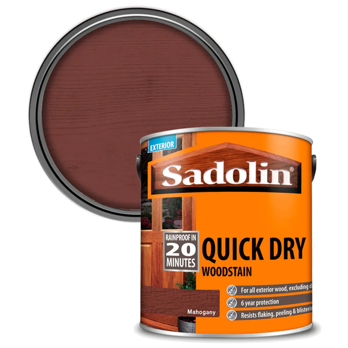 Sadolin quick dry woodstain mahogany 2 5 litre 800