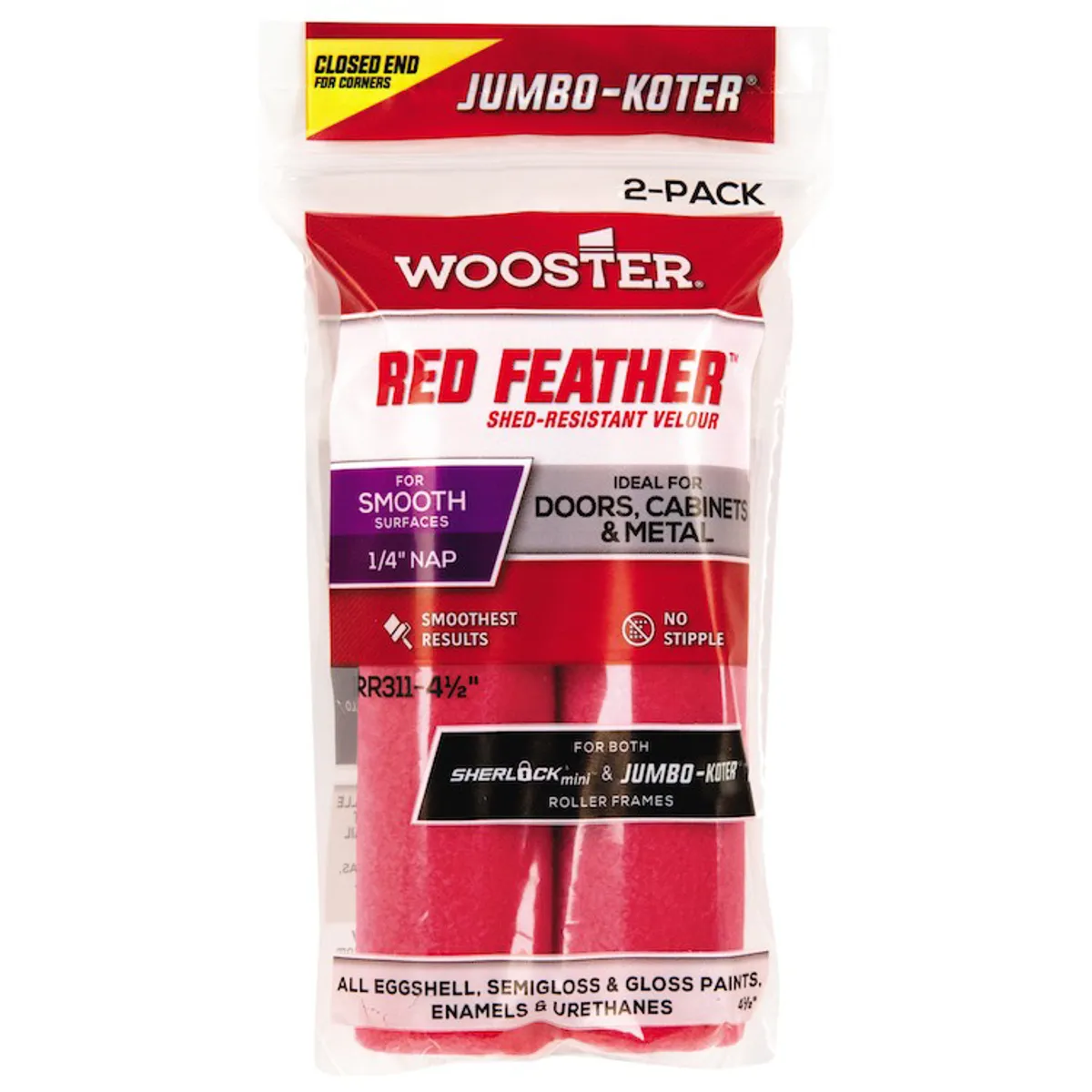 Wooster Jumbo Koter Red Feather 4 Inch Mini Roller Sleeve