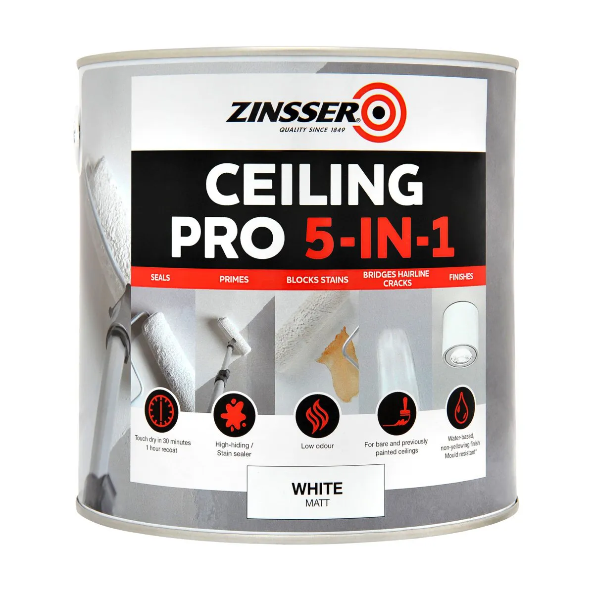 Zinsser ceiling pro 5 in 1 matt white 2 5l 1200